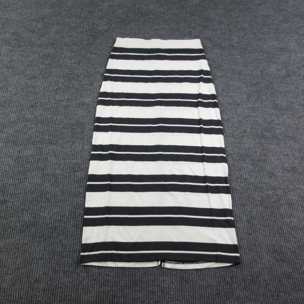 Z SUPPLY Skirt Womens M AshBlack Gail Striped Jersey Midi Pull On Elastic NWT